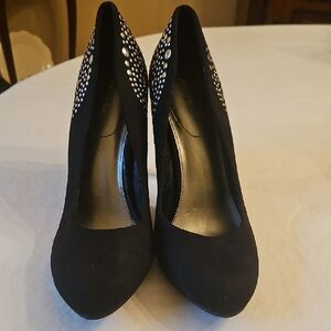 Xappeal Black Heels with Rhinestone Embellishments